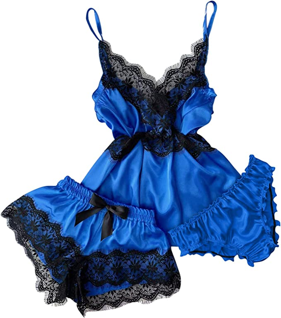 عکس لباس خواب زنانه ساتن رنگ آبی