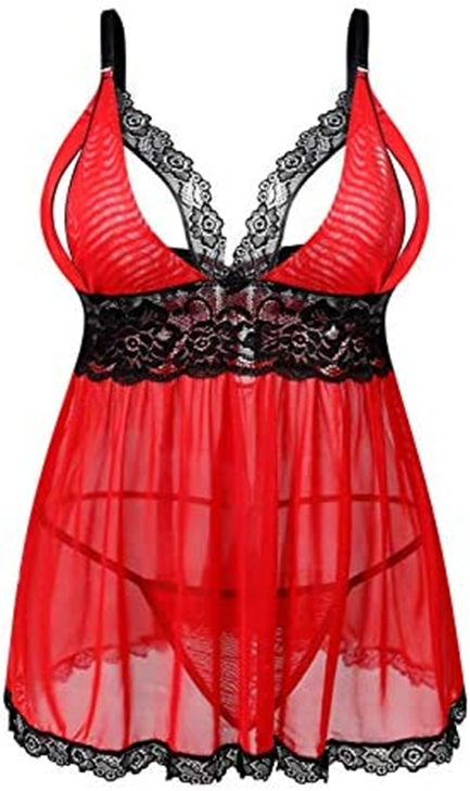 عکس مدل لباس خواب زنانه توری رنگ قرمز و مشکی